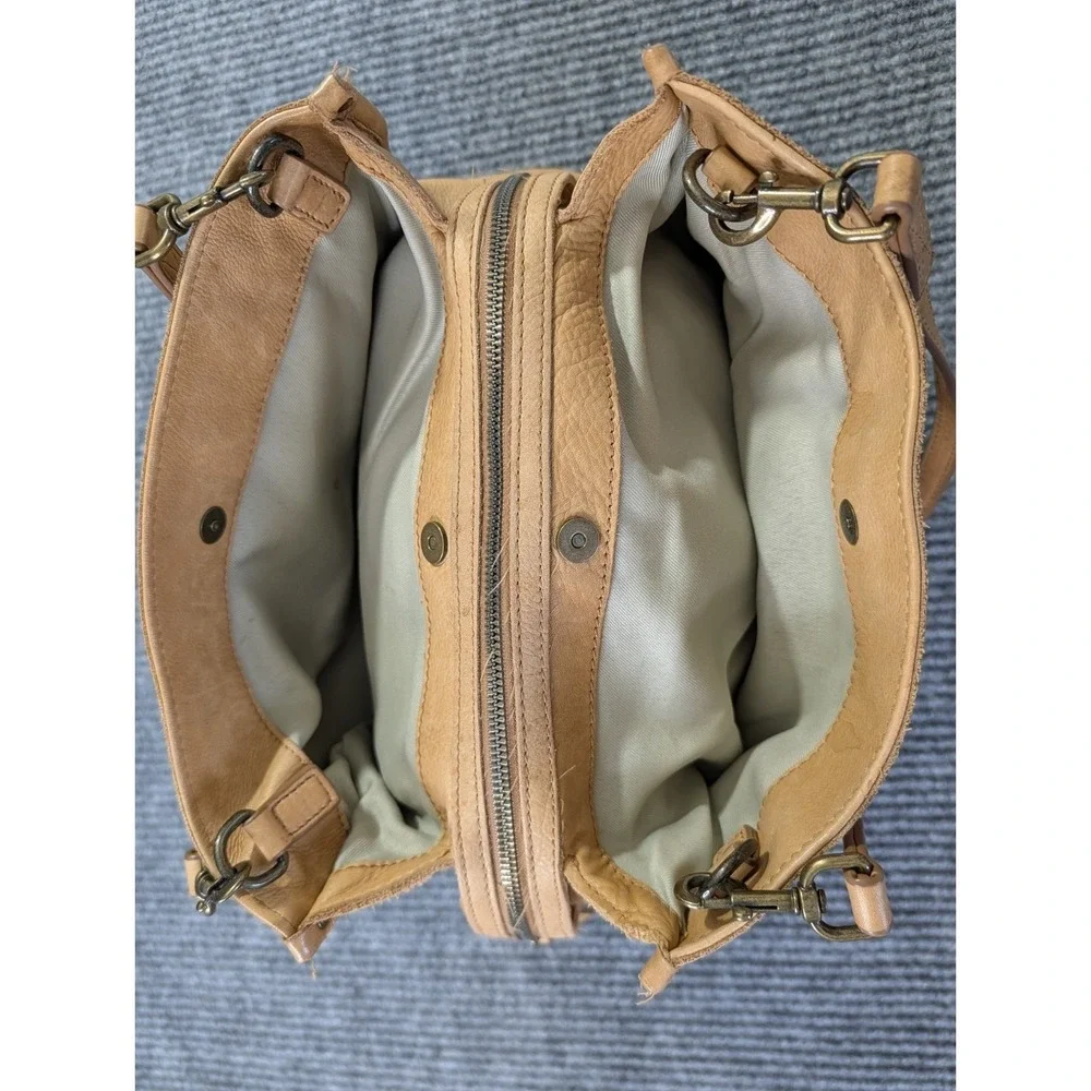 American Leather‎ Co Lenox Triple Entry Satchel Bag Purse Leather Cafe Latte
